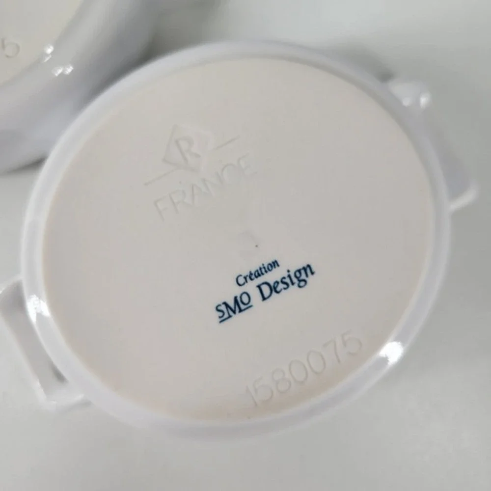 Set of 2 White Ceramic Ramekins SMO Design France Mini Baking Dishes‎